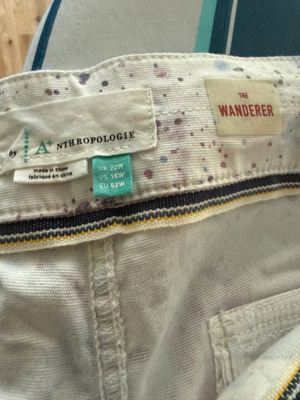 Like new - Anthropology White/Paint Splatter Jeans. Size 18W - Picture 5 of 5